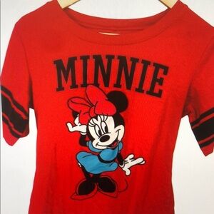 Disney Minnie Mouse Red Graphic Jersey Tee Shirt Short Sleeve Varsity Womens M